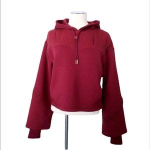 New NIKE Fringe Western Training Laser Cut Hoodie Long Sleeve Dark Red Sz S